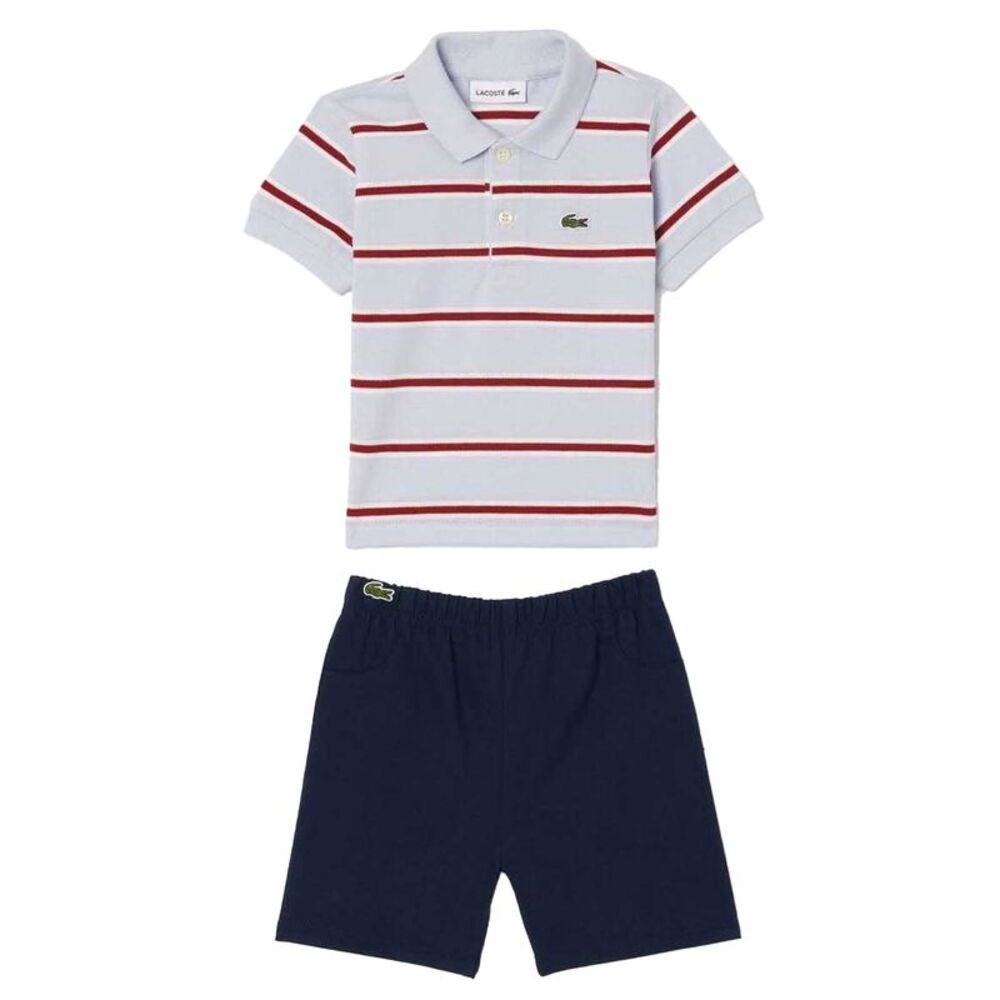 Lacoste Baby Stripe Natural Cotton Top & Bottom Set / Blue
